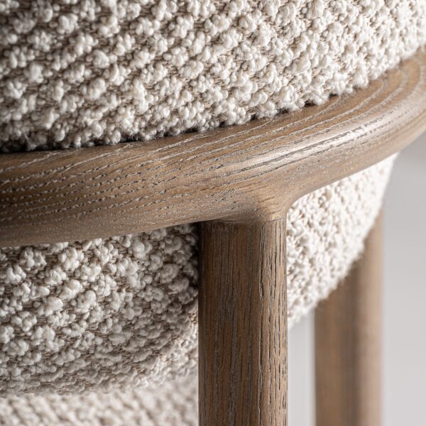 Scaun dining bej natur/alb din tesatura boucle Glorenza - imagine 5