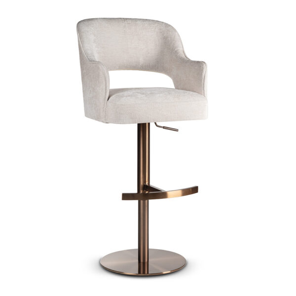 Scaun de bar rotativ din tesatura crem/auriu maro Mercy Supreme
