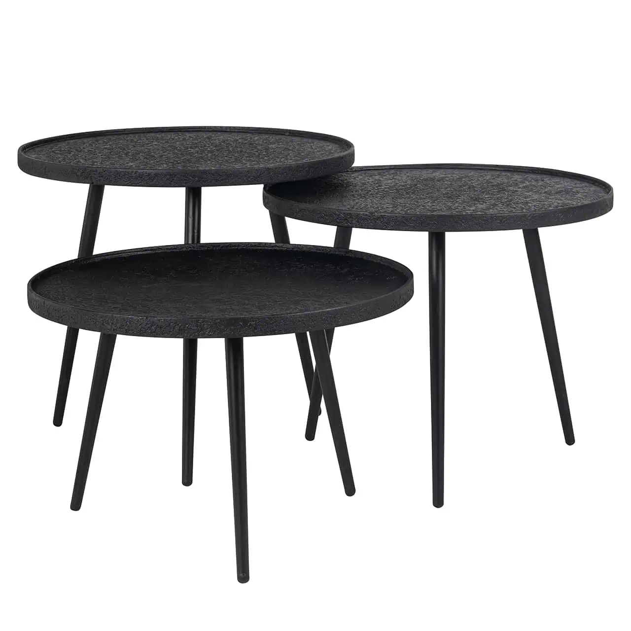 Set 3 mese de cafea negre din fier Oxford