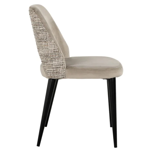 Scaun dining bej din catifea si tesatura Tabitha - imagine 3