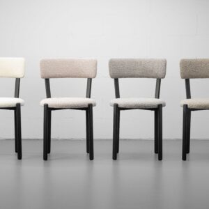 Scaun dining alb crem din tesatura boucle Obu