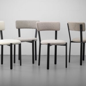 Scaun dining bej din tesatura boucle Obu