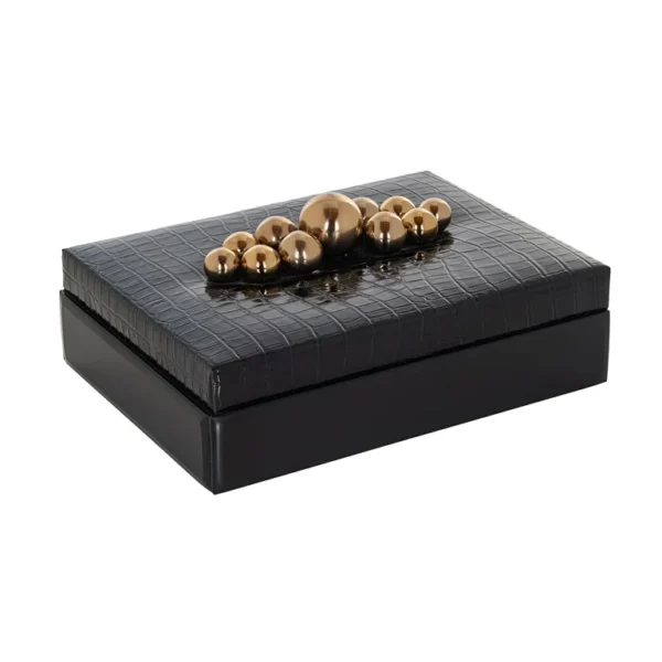 Cutie de depozitare neagra din MDF si sticla Nina