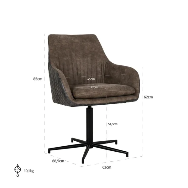 Scaun de birou rotativ maro din tesatura si piele Lucy - imagine 5