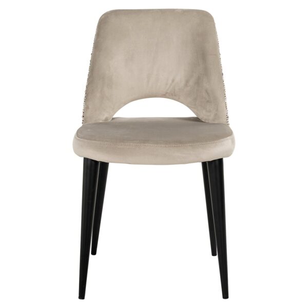 Scaun dining bej din catifea si tesatura Tabitha - imagine 2