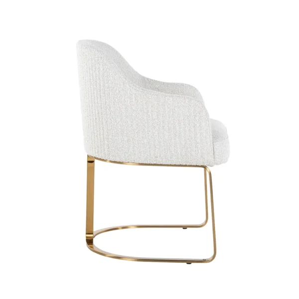 Scaun dining alb/auriu din tesatura boucle Hadley - imagine 4