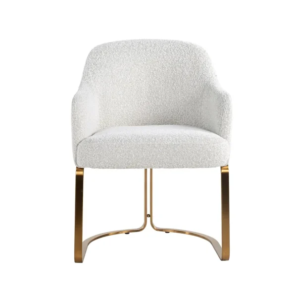 Scaun dining alb/auriu din tesatura boucle Hadley - imagine 3