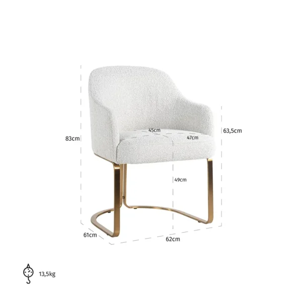 Scaun dining alb/auriu din tesatura boucle Hadley - imagine 11