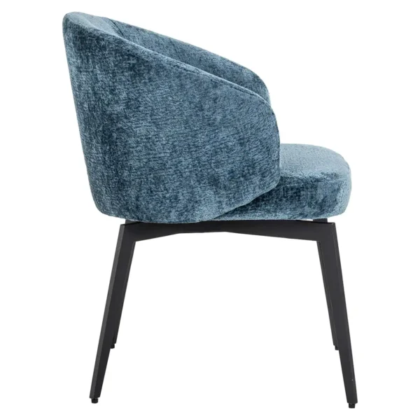 Scaun dining albastru din tesatura chenille Amphara - imagine 3