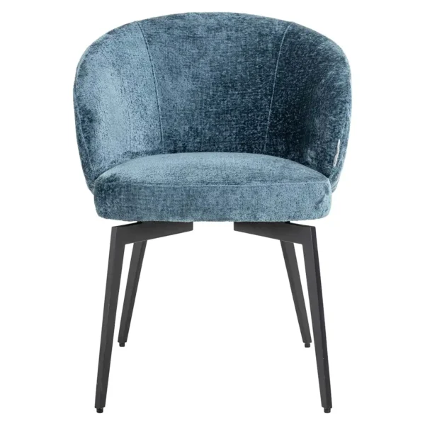 Scaun dining albastru din tesatura chenille Amphara - imagine 2