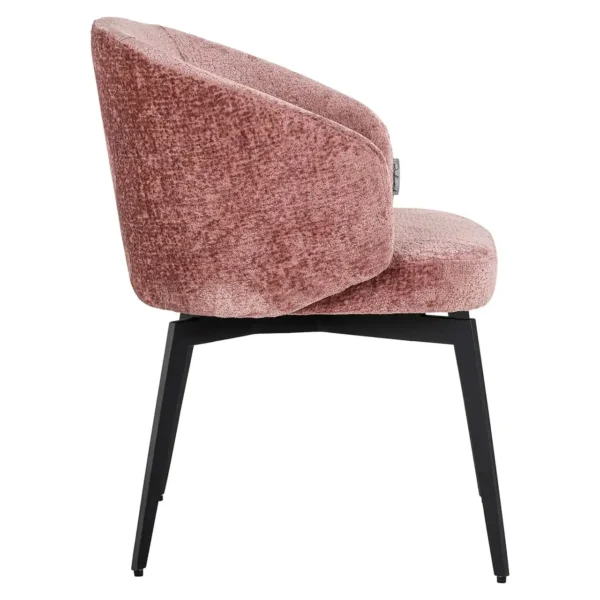 Scaun dining roz din tesatura chenille Amphara - imagine 3
