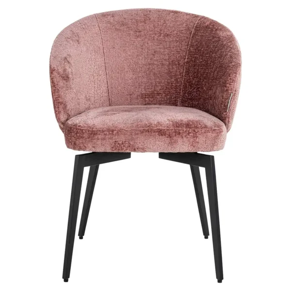 Scaun dining roz din tesatura chenille Amphara - imagine 2