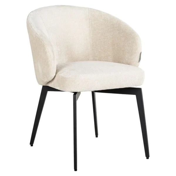 Scaun dining alb din tesatura chenille Amphara