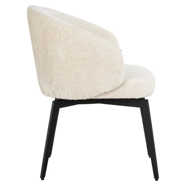 Scaun dining alb din tesatura chenille Amphara - imagine 3