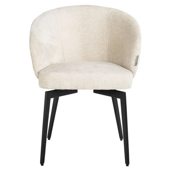 Scaun dining alb din tesatura chenille Amphara - imagine 2