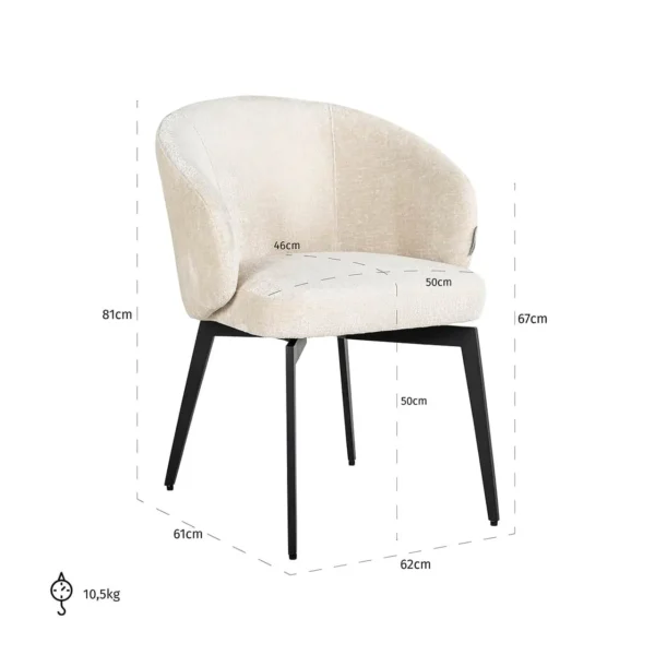 Scaun dining alb din tesatura chenille Amphara - imagine 7