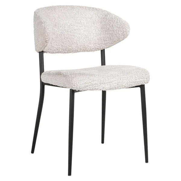 Set 2 scaune dining crem din tesatura boucle Bea