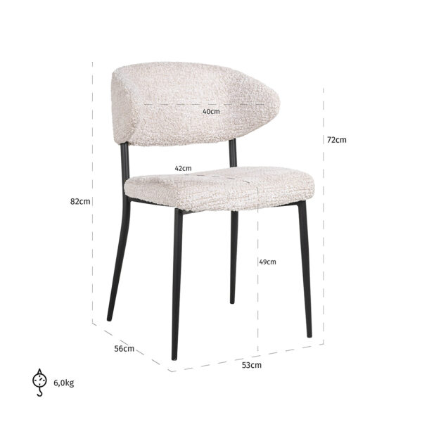 Set 2 scaune dining crem din tesatura boucle Bea - imagine 7