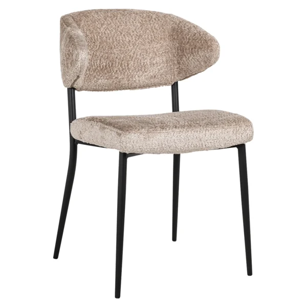 Set 2 scaune dining bej din tesatura boucle Bea