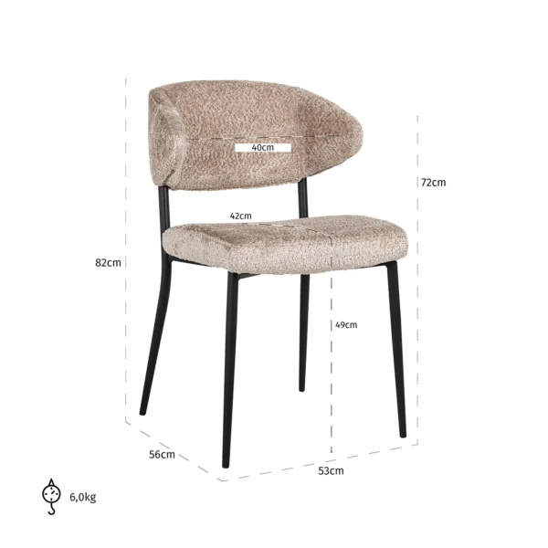 Set 2 scaune dining bej din tesatura boucle Bea - imagine 7