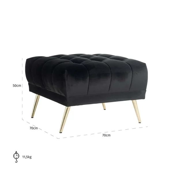 Taburet negru/auriu din catifea Huxley - imagine 5