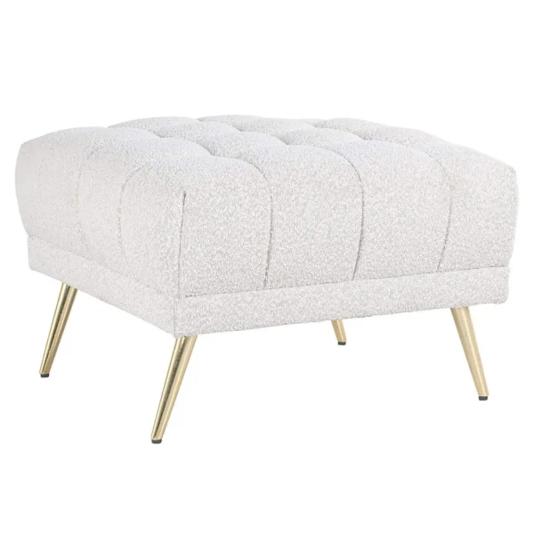 Taburet alb/auriu din tesatura boucle Huxley