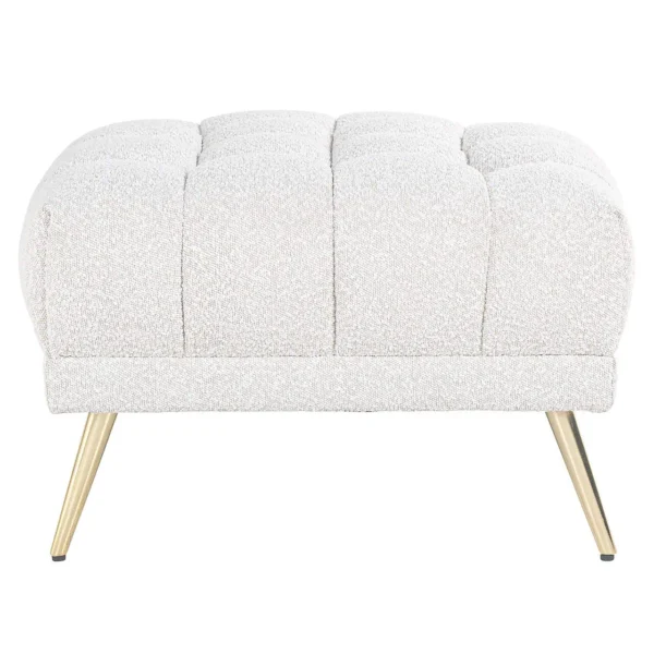 Taburet alb/auriu din tesatura boucle Huxley - imagine 2