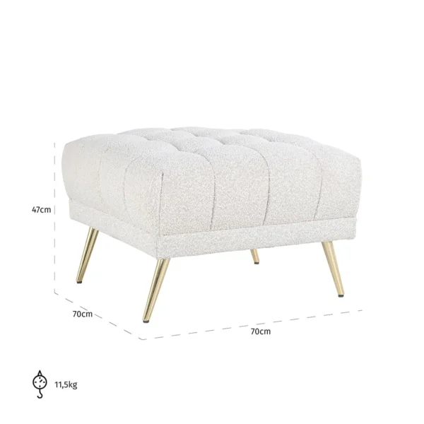 Taburet alb/auriu din tesatura boucle Huxley - imagine 5