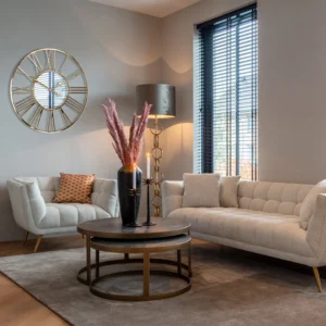 Fotoliu alb/auriu din tesatura boucle Huxley