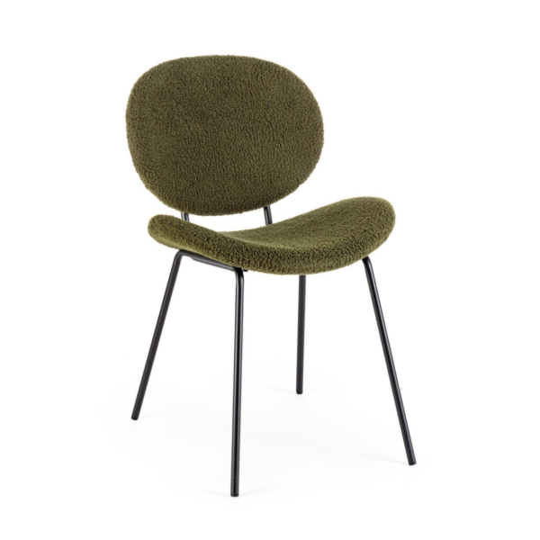 Set 2 scaune dining verzi din tesatura boucle Maddie