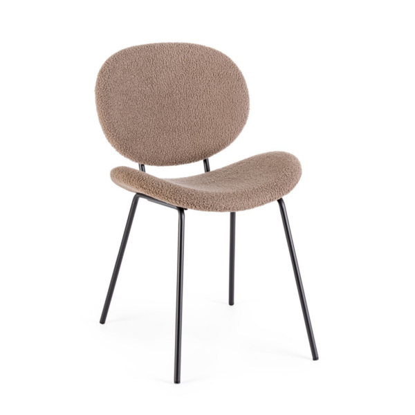 Set 2 scaune dining maro din tesatura boucle Maddie