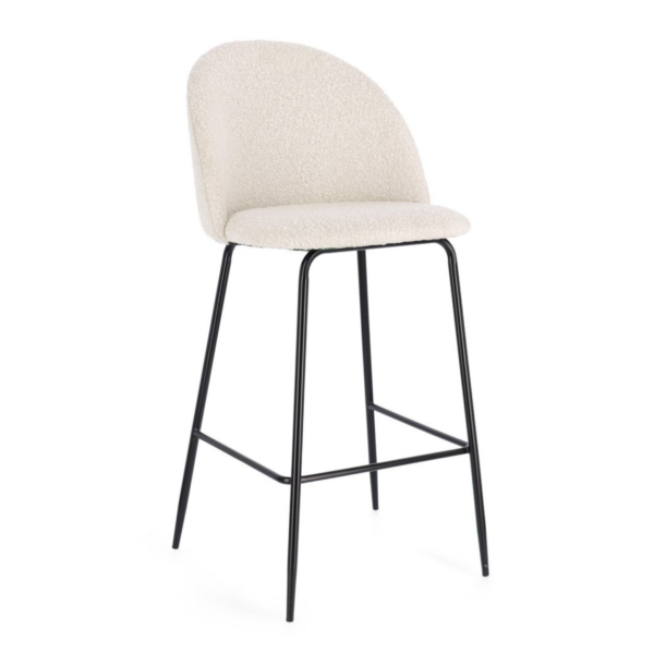 Set 2 scaune de bar alb/negru din tesatura boucle Carry
