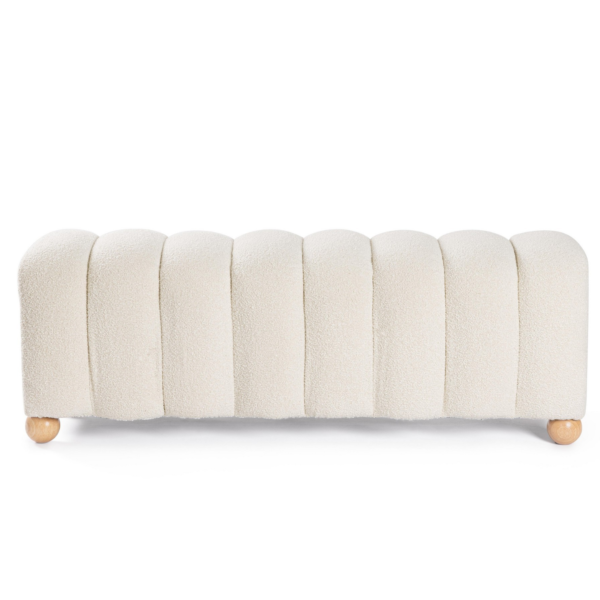 Bancheta alba din MDF si tesatura boucle Zora