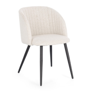 Set 2 scaune dining crem deschis din tesatura boucle Queen