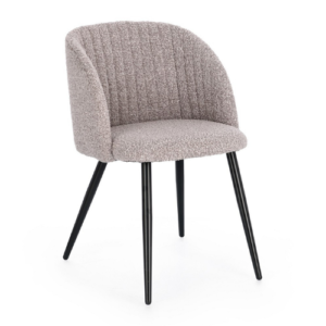 Set 2 scaune dining grej deschis din tesatura boucle Queen