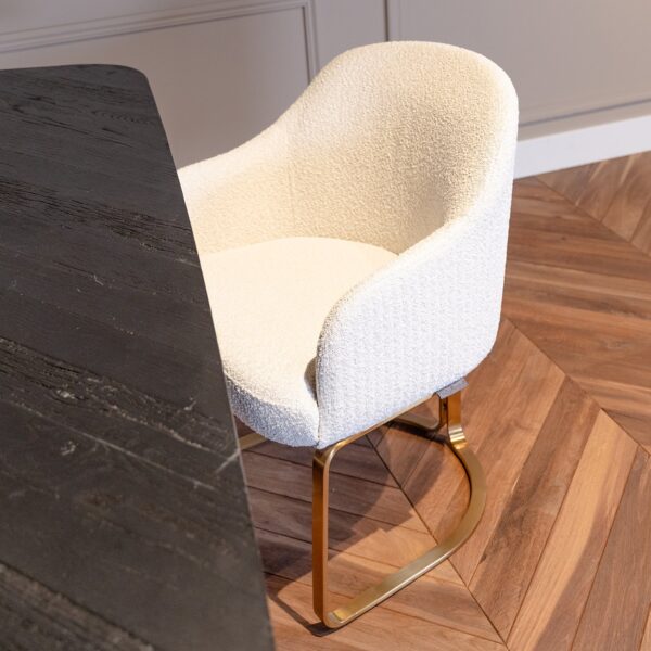 Scaun dining alb/auriu din tesatura boucle Hadley - imagine 8