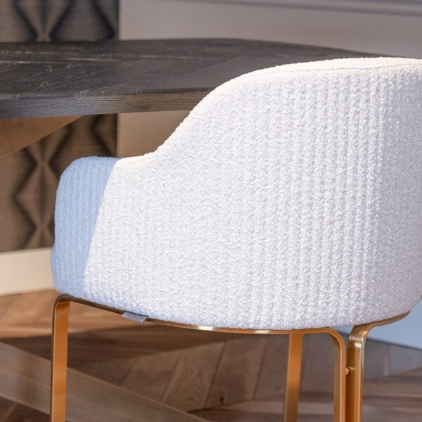 Scaun dining alb/auriu din tesatura boucle Hadley - imagine 9
