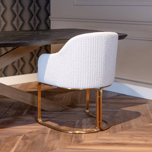 Scaun dining alb/auriu din tesatura boucle Hadley - imagine 10