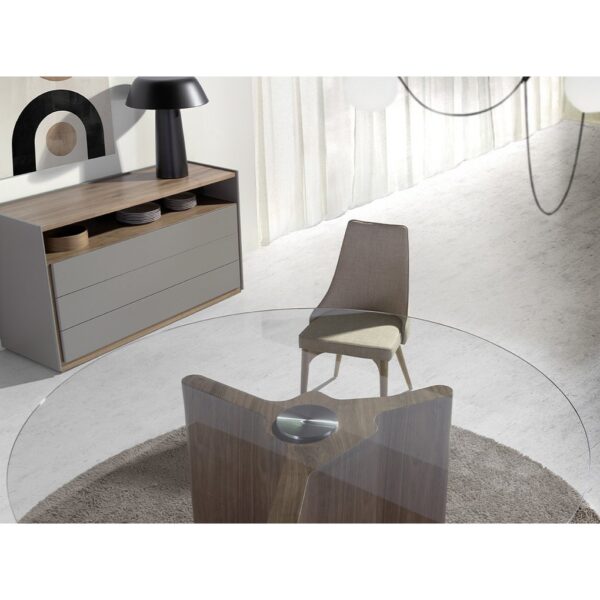 Scaun dining bej din tesatura si lemn Touch - imagine 6