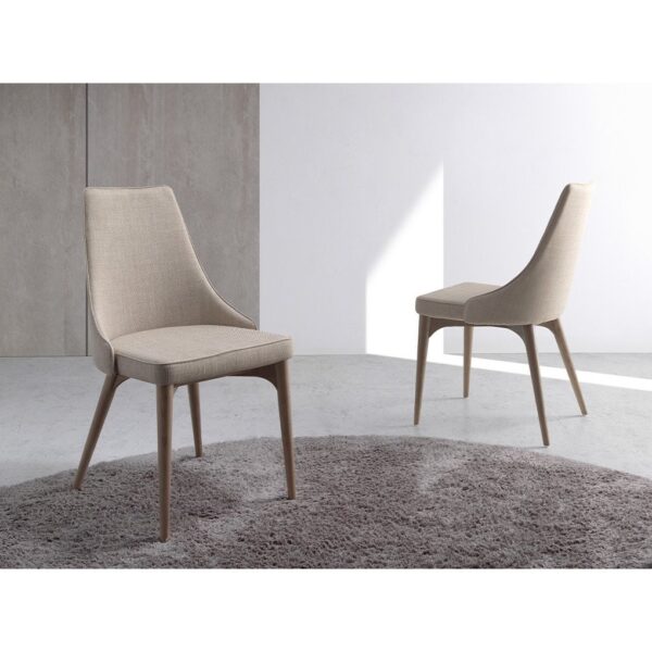 Scaun dining bej din tesatura si lemn Touch - imagine 2