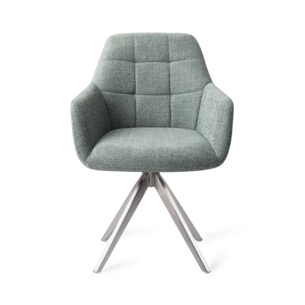 Set 2 scaune rotative dining din tesatura verde albastru/argintiu Noto