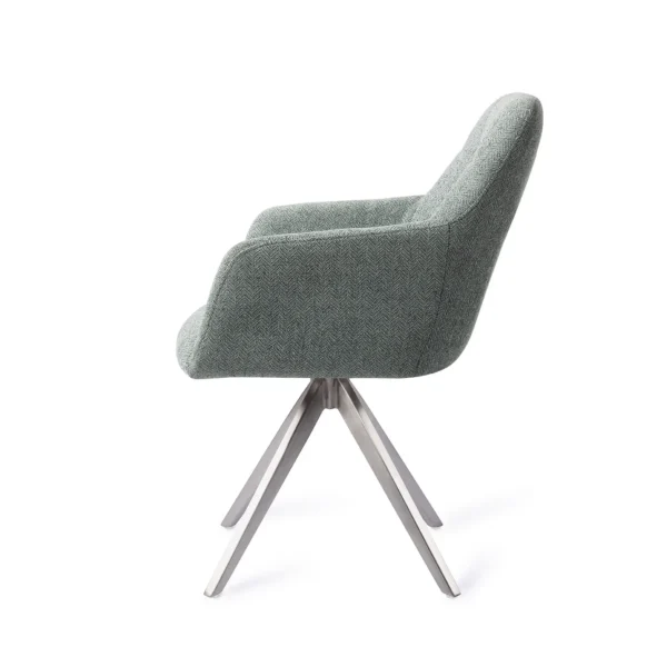 Set 2 scaune rotative dining din tesatura verde albastru/argintiu Noto - imagine 3