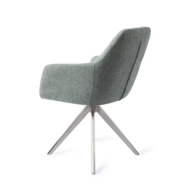 Set 2 scaune rotative dining din tesatura verde albastru/argintiu Noto - imagine 4