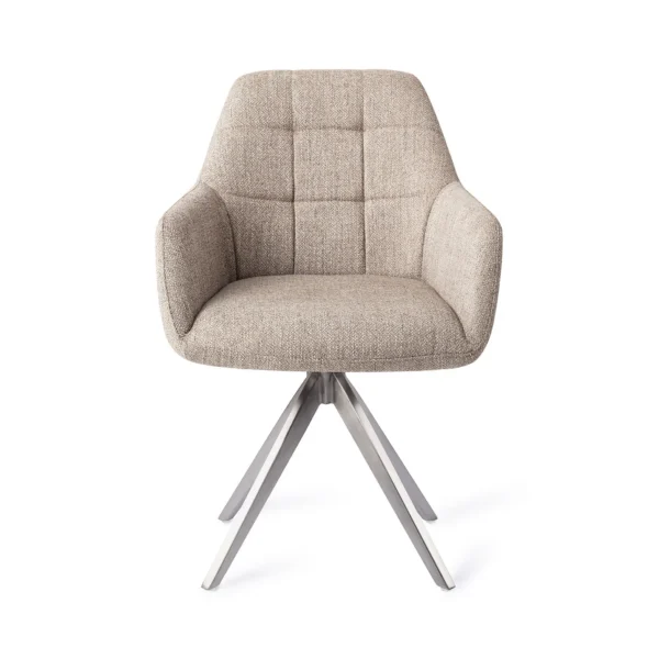 Set 2 scaune rotative dining din tesatura grej/argintiu Noto