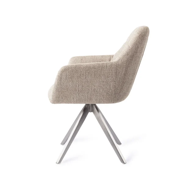 Set 2 scaune rotative dining din tesatura grej/argintiu Noto - imagine 3