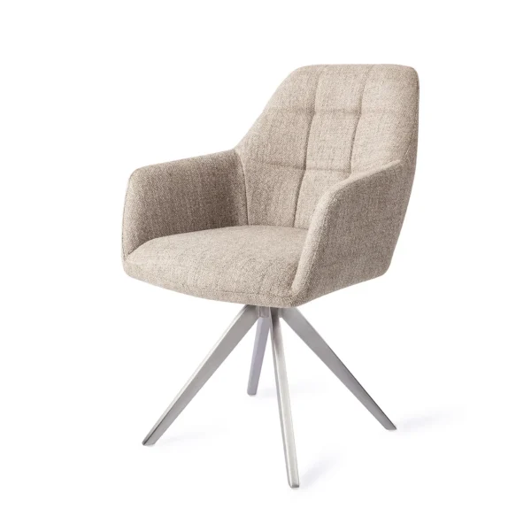 Set 2 scaune rotative dining din tesatura grej/argintiu Noto - imagine 2