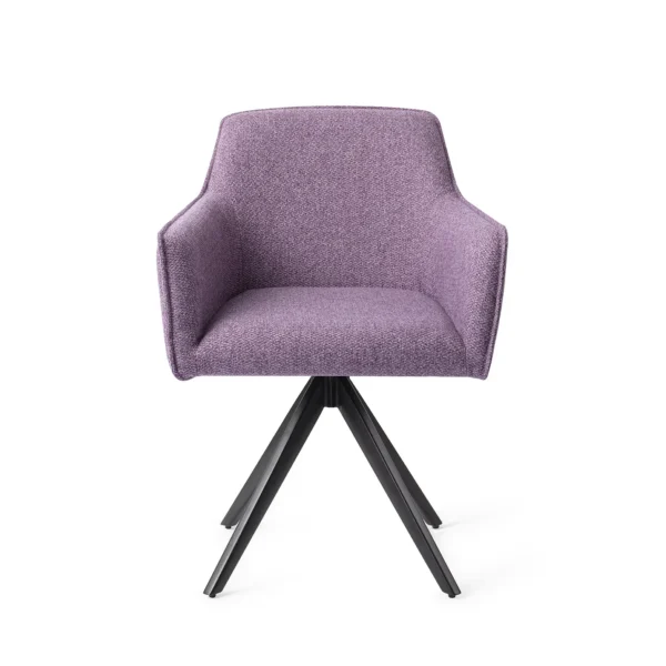 Set 2 scaune dining rotative din tesatura mov/negru Hofu
