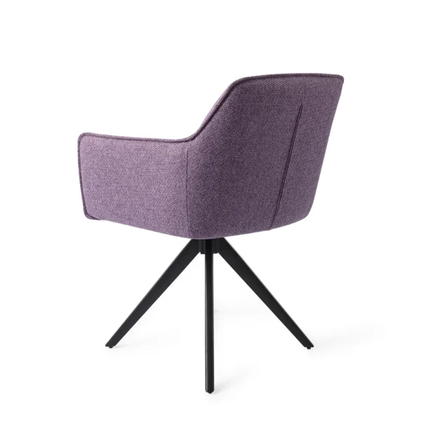 Set 2 scaune dining rotative din tesatura mov/negru Hofu - imagine 4