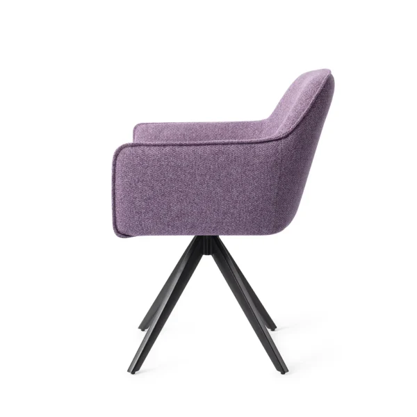 Set 2 scaune dining rotative din tesatura mov/negru Hofu - imagine 3