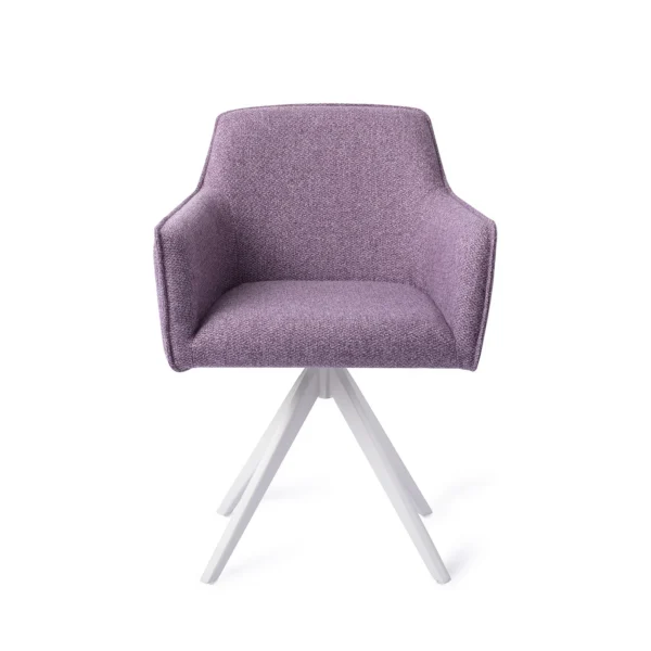 Set 2 scaune dining rotative din tesatura mov/alb Hofu